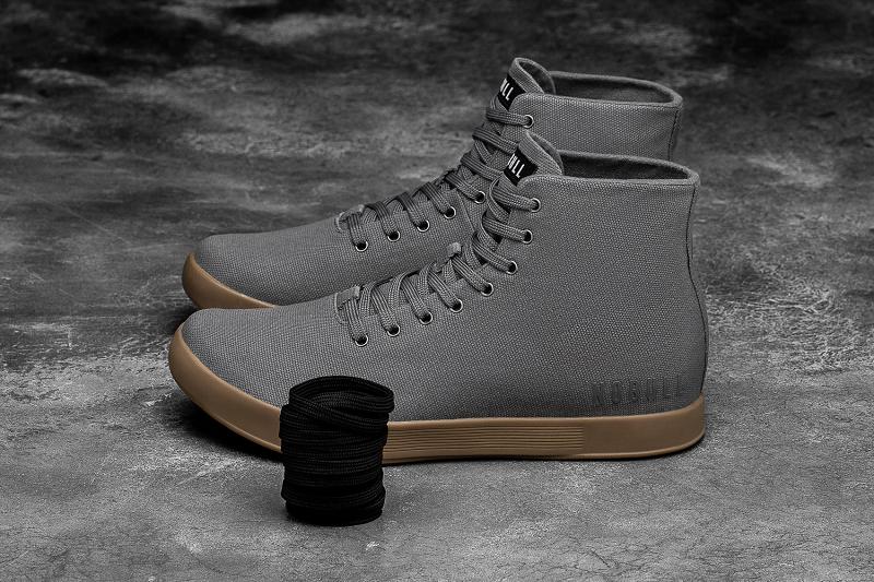 Men's Nobull High-Top Gum Canvas Trainers Dark / Grey | SG J2368P